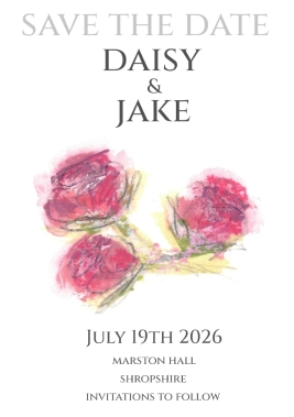 Pack of 12 Spray Rose Cerise Wedding Invitations