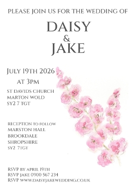 Pack of 12 Larkspur Pink Wedding Invitations