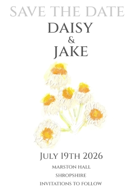 Pack of 12 Daisy Ammobium Wedding Invitations
