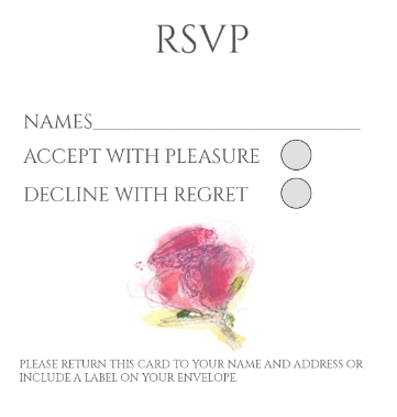 Pack of 12 Spray Rose Cerise RSVP Cards