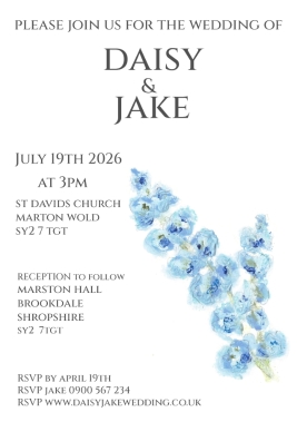 Pack of 12 Larkspur Blue RSVP Cards