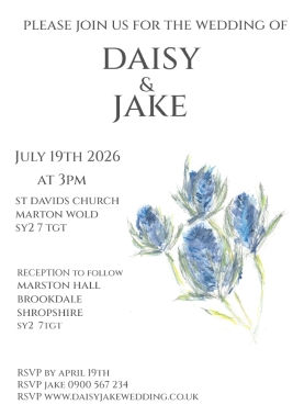 Pack of 12 Thistle Blue RSVP Cards