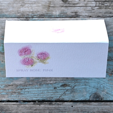 Pack of 12 Spray Rose Pink Folded Place Name Cards