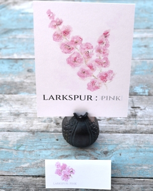 Larkspur Pink Table Name A5 Double Sided Card