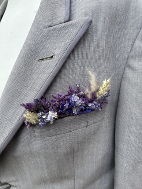 Meadow Blues Pocket Square Boutonniere