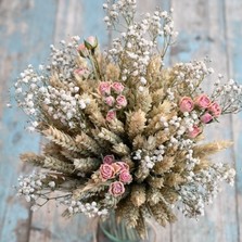 Boho Blush Pink  Rose Jam Jar Posy