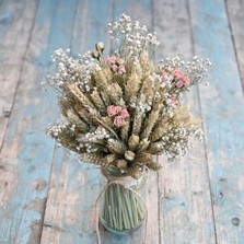 Boho Blush Pink  Rose Jam Jar Posy