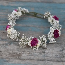 Boho Cerise Rose Hair Crown
