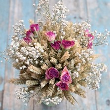 Boho Cerise Rose Jam Jar Posy