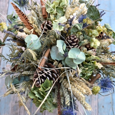 Christmas Dried Flower Hedgerow Hat Box Arrangement