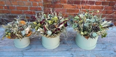 Christmas Dried Flower Hedgerow Hat Box Arrangement