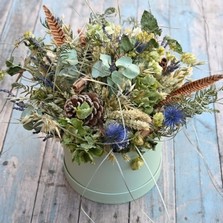 Christmas Dried Flower Hedgerow Hat Box Arrangement