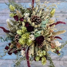 Christmas Dried Flower Red Rose Hat Box Arrangement