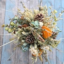 Christmas Dried Flower Rustic Country Hat Box Arrangement