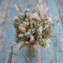 Hydrangea Blush Rose Jam Jar Posy