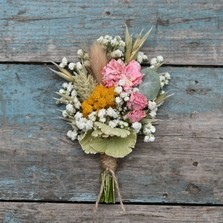 Hydrangea Blush Rose Yellow Buttonhole