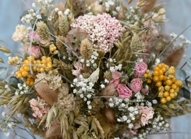 Hydrangea Blush Rose Yellow Jar Posy