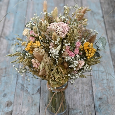 Hydrangea Blush Rose Yellow Jar Posy