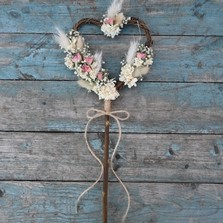 Pampas Blush Rose Heart Wand