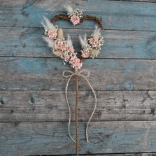 Pampas Boho Blossom Heart Wand