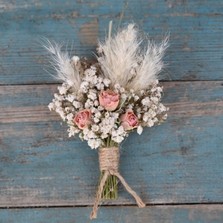 Pampas Boho Blush Rose Buttonhole