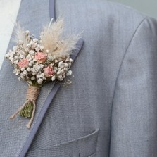 Pampas Boho Blush Rose Buttonhole