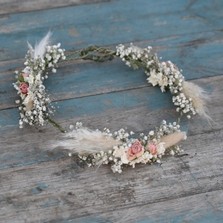 Pampas Boho Blush Rose Hair Crown