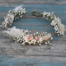 Pampas Boho Blush Rose Hair Crown