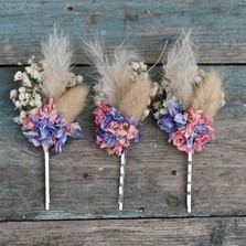 Pampas Boho Candy Blues Set of 3 Hair Grips