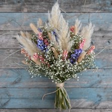 Pampas Boho Candy Blues Wedding Bouquet