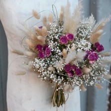 Pampas Boho Cerise Rose Buttonhole