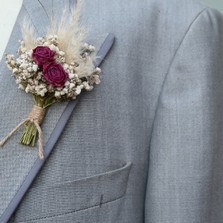 Pampas Boho Cerise Rose Buttonhole