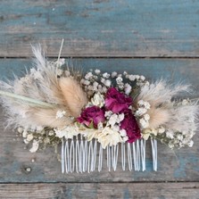 Pampas Boho Cerise Rose Hair Comb