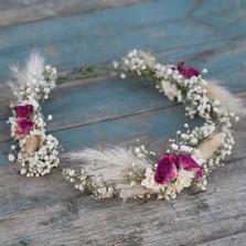 Pampas Boho Cerise Rose Hair Crown