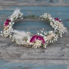 Pampas Boho Cerise Rose Hair Crown