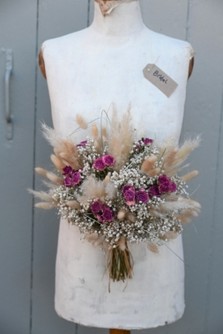 Pampas Boho Cerise Rose Wedding Bouquet