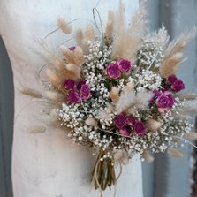 Pampas Boho Cerise Rose Wedding Bouquet