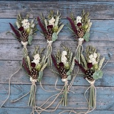 Set of 6 Christmas Dried Flower Red Rose Napkin Posies